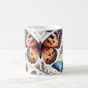 Mug fleurs de papillon motif nature art