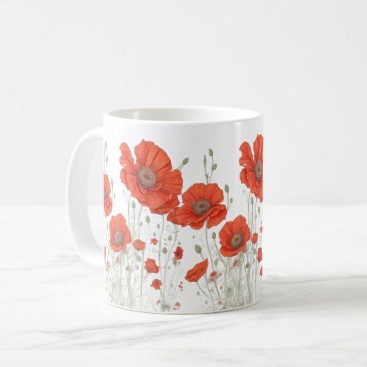 Mug Fleurs de pavot orange (Devant gauche)