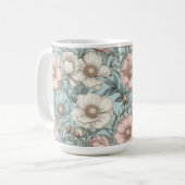 Mug Fleurs de pavot rose et bleu chic Shabby (Devant gauche)