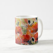 Mug Fleurs de pavot rouge, aquarelle douce. (Devant droit)