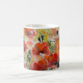 Mug Fleurs de pavot rouge, aquarelle douce. (Centre)