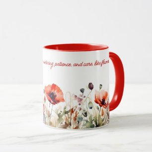 Mug Fleurs de pavot rouge Aquarelle Imprimer