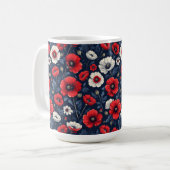 Mug Fleurs de pavot rouges et blanches vibrantes (Devant gauche)