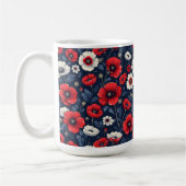 Mug Fleurs de pavot rouges et blanches vibrantes (Gauche)