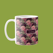 Mug Fleurs de pêche et papillon sur Arlequin violet