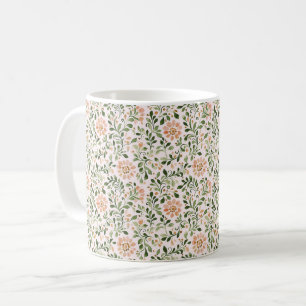 Mug Fleurs de Pêche Rose Feuilles Vertes