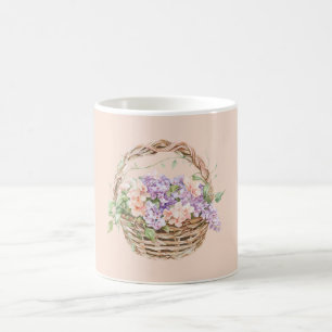 Mug Fleurs de Pêche Violettes dans un Panier