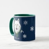 Mug Fleurs de perce-neige du loup arctique blanc (Devant gauche)