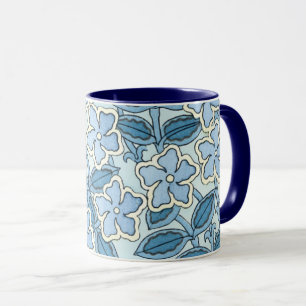 Mug Fleurs de Pervenche Art Nouveau Vintage dans un Ja