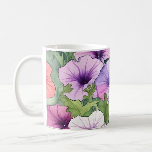 Mug Fleurs de pétunia aquarelle (Gauche)