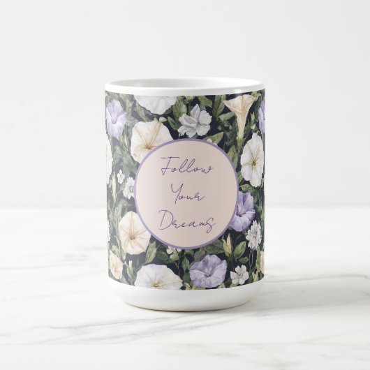 Mug Fleurs de pétunia crème lavande violette (Centre)