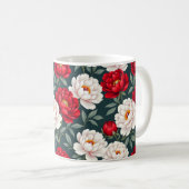 Mug Fleurs de pivoine rouges et blanches  (Devant droit)