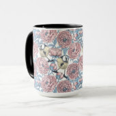 Mug Fleurs de pivoines et oiseaux (Devant gauche)