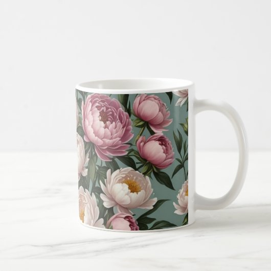 Mug Fleurs de pivoines roses et blanches (Droite)