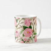 Mug Fleurs de pivoines roses, Feuilles & Buds Motif (Devant droit)