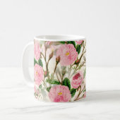 Mug Fleurs de pivoines roses, Feuilles & Buds Motif (Devant gauche)