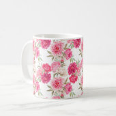 Mug Fleurs de pivoines roses sans couture motif (Devant gauche)