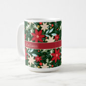 Mug Fleurs de Poinsettia Noël Feuille (Devant gauche)