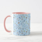 Mug Fleurs de prairie Bleu Monogramme (Gauche)