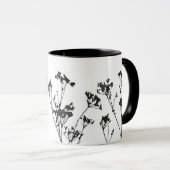 Mug Fleurs de prairie noir blanc moderne (Devant droit)