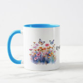 Mug Fleurs de prairie sauvage avec papillons nom modif (Gauche)