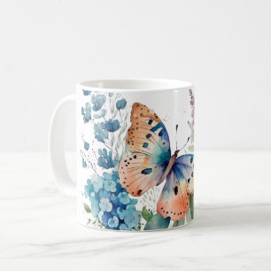 Mug Fleurs de prés romantiques et Papillon