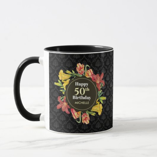 Mug Fleurs de printemps brillantes et vibrantes Wreath (Gauche)