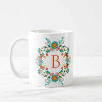Fleurs de printemps colorées Monogramme de couronn