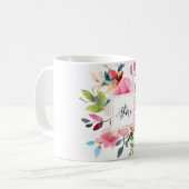 Mug Fleurs de printemps de couleur d'aquarelle Monogra (Devant gauche)