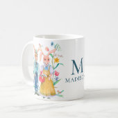 Mug Fleurs de printemps de lapin mou de Pâques Monogra (Devant gauche)