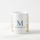 Mug Fleurs de printemps de lapin mou de Pâques Monogra (Centre)