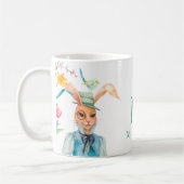Mug Fleurs de printemps de lapin mou de Pâques Monogra (Gauche)