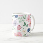 Mug Fleurs de printemps et Motif Feuille (Devant droit)