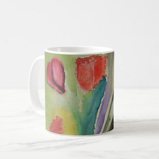 Mug Fleurs de printemps et tulipes abstraites (Devant gauche)