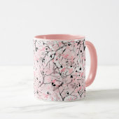 Mug Fleurs de printemps florales sans couture feuilles (Devant droit)