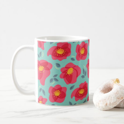 Mug Fleurs de printemps Motif bleu rose printemps (Avec donut)