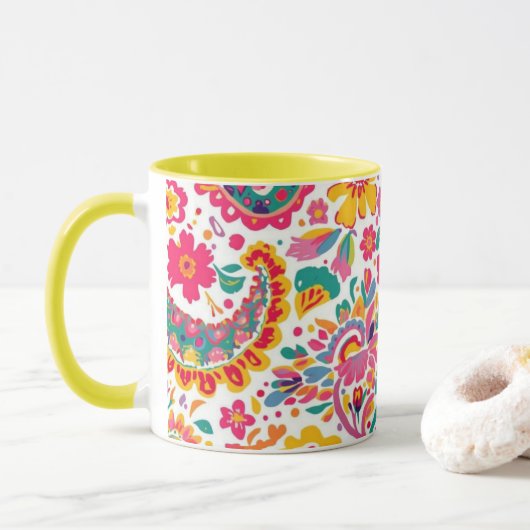 Mug Fleurs de printemps Paisley (Avec donut)