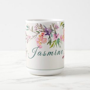 Mug Fleurs de printemps personnalisées en aquarelle bo