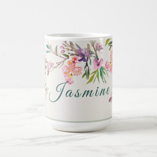 Mug Fleurs de printemps personnalisées en aquarelle bo (Centre)