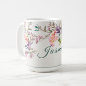 Mug Fleurs de printemps personnalisées en aquarelle bo (Devant gauche)