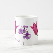 Mug Fleurs de printemps pourpres personnalisables Nom (Centre)
