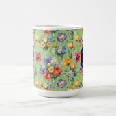 Mug Fleurs de printemps Sage vert de jardin Monogramme (Centre)