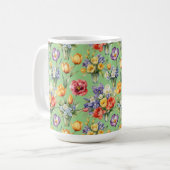 Mug Fleurs de printemps Sage vert de jardin Monogramme (Devant gauche)