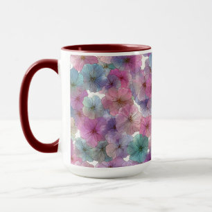 Mug Fleurs de printemps vert pastel et rose vintage