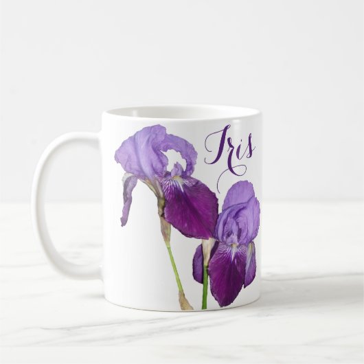 Mug Fleurs de printemps violettes personnalisables Iri (Gauche)