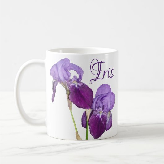 Mug Fleurs de printemps violettes personnalisables Iri (Gauche)