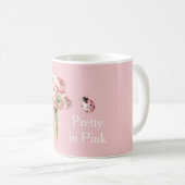 Mug Fleurs de Renoncule Rose Pâle Coccinelle (Devant droit)