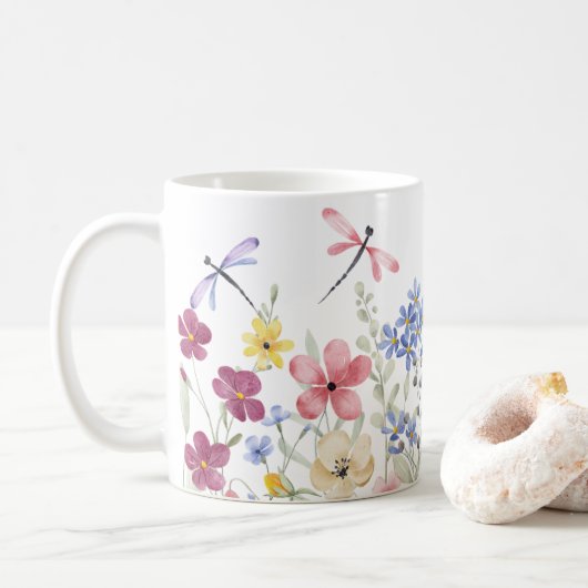 Mug Fleurs de ressort d'aquarelle (Avec donut)