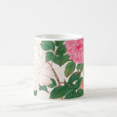 Mug Fleurs de rose rose et blanc avec feuilles vertes (Centre)