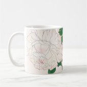 Mug Fleurs de rose rose et blanc avec feuilles vertes (Gauche)